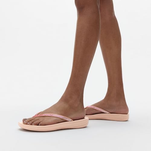 FitFlop Women's iQushion Ombre Sparkle Flip-Flips with Micro Crystals, Lightweight Ergonomic Flip Flop Sandals with Arch Support and Contoured Footbed for Walking, Beige, 5 US Women - Image 5