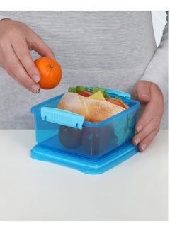 sistema Sistema 1.2 Liter Lunch Box Plus, Blue, is Stackable & Durable with easy Locking Clips to keep food sealed, Microwave & Dishwasher safe and BPA Free.  - Image 2