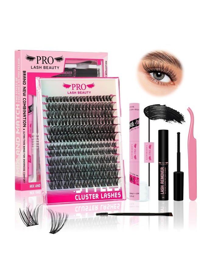 PRO LASHBEAUTY Lash Clusters, 72 Pcs Individual Cluster Lashes DIY Lash Extension 8-16mm Eyelash Clusters Natural Wispy Lashes Super Thin Band Reusable Soft & Comfortable(Natural-D-8-16mix) - Image 2