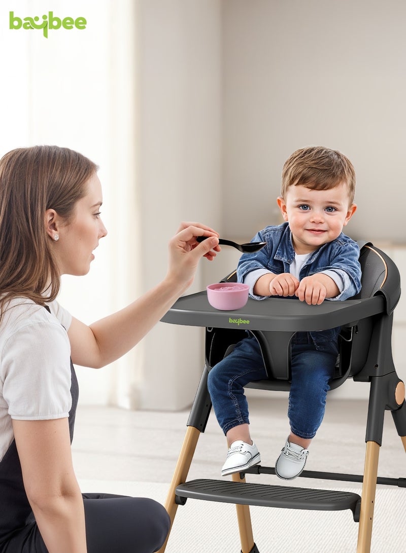 BAYBEE Premium 3-in-1 Convertible Baby High Chair for Kids | Toddler Dining Feeding Chair with Adjustable Height & 5-Point Safety Harness | Baby Chair with Adjustable Tray | Kids High Chair for Baby for 6 Months to 4 Years Boy Girl Black - Image 3