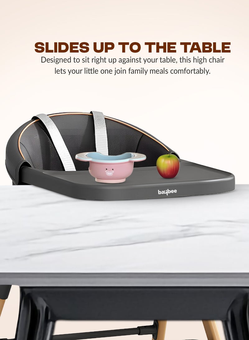 BAYBEE Premium 3-in-1 Convertible Baby High Chair for Kids | Toddler Dining Feeding Chair with Adjustable Height & 5-Point Safety Harness | Baby Chair with Adjustable Tray | Kids High Chair for Baby for 6 Months to 4 Years Boy Girl Black - Image 4