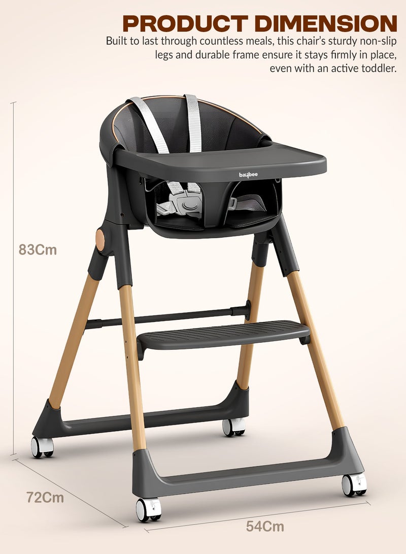 BAYBEE Premium 3-in-1 Convertible Baby High Chair for Kids | Toddler Dining Feeding Chair with Adjustable Height & 5-Point Safety Harness | Baby Chair with Adjustable Tray | Kids High Chair for Baby for 6 Months to 4 Years Boy Girl Black - Image 5