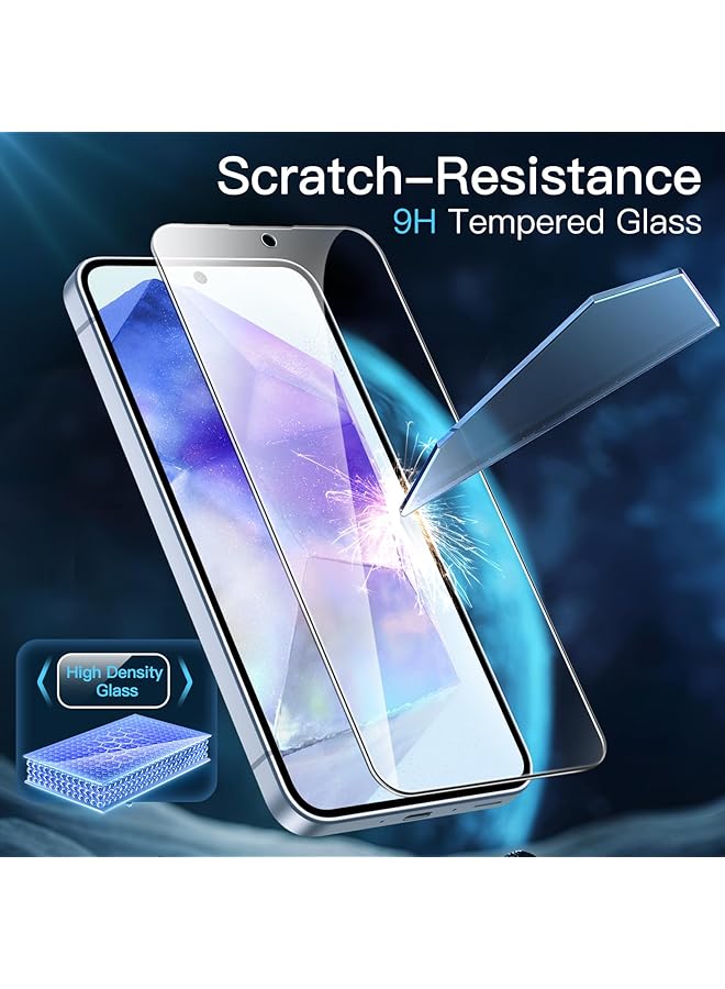 جي تيك واقي شاشة لهاتف سامسونج جالاكسي A55 5G مقاس 6.6 بوصة 9H زجاج مقوى مضاد للخدش عالي الوضوح شفاف، عبوة من 3 قطع - Image 4