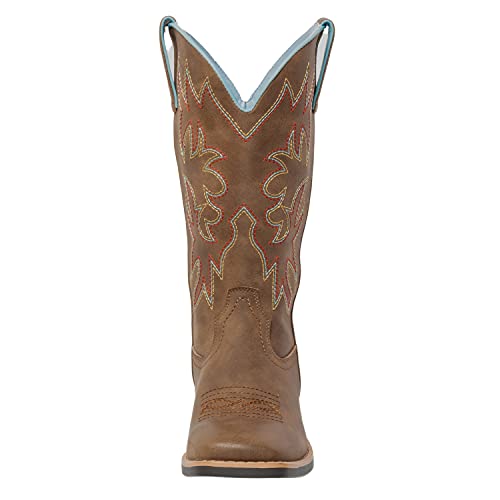 SheSole Women's Mid Calf Square Toe Cowgirl Western Cowboy Boots Brown US Size 8 - Image 2