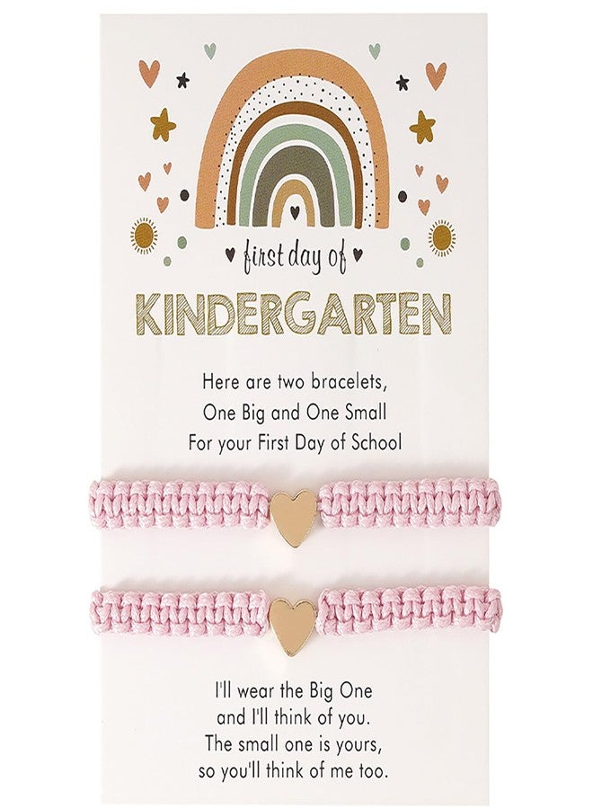 kepvrio First Day of Kindergarten Bracelets,First Day of School Bracelets for Mom and Daughter,Back to School Bracelet Pre-K Matching Heart Wish Adjustable Bracelet - Image 1