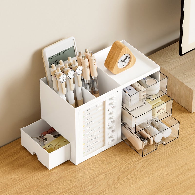 YIRAN Self-Discipline Desk Organizer with Drawer - Multifunctional Student Stationery Storage - Image 4