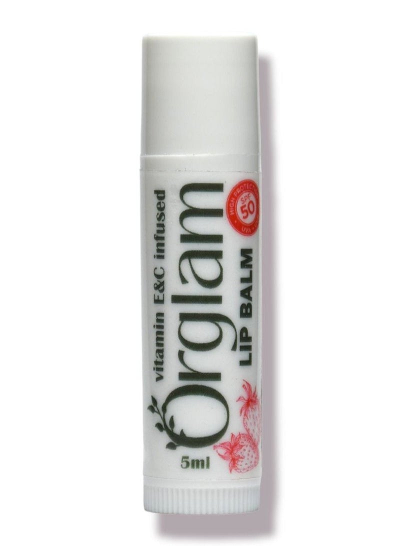 Orglam مرطب الشفاه أورغلام بالفراولة (SPF 50+) (غني بفيتامين E وC) - Image 1
