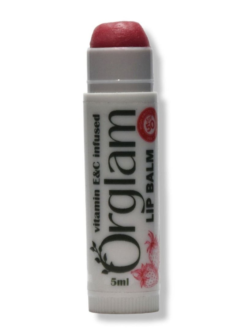 Orglam مرطب الشفاه أورغلام بالفراولة (SPF 50+) (غني بفيتامين E وC) - Image 2