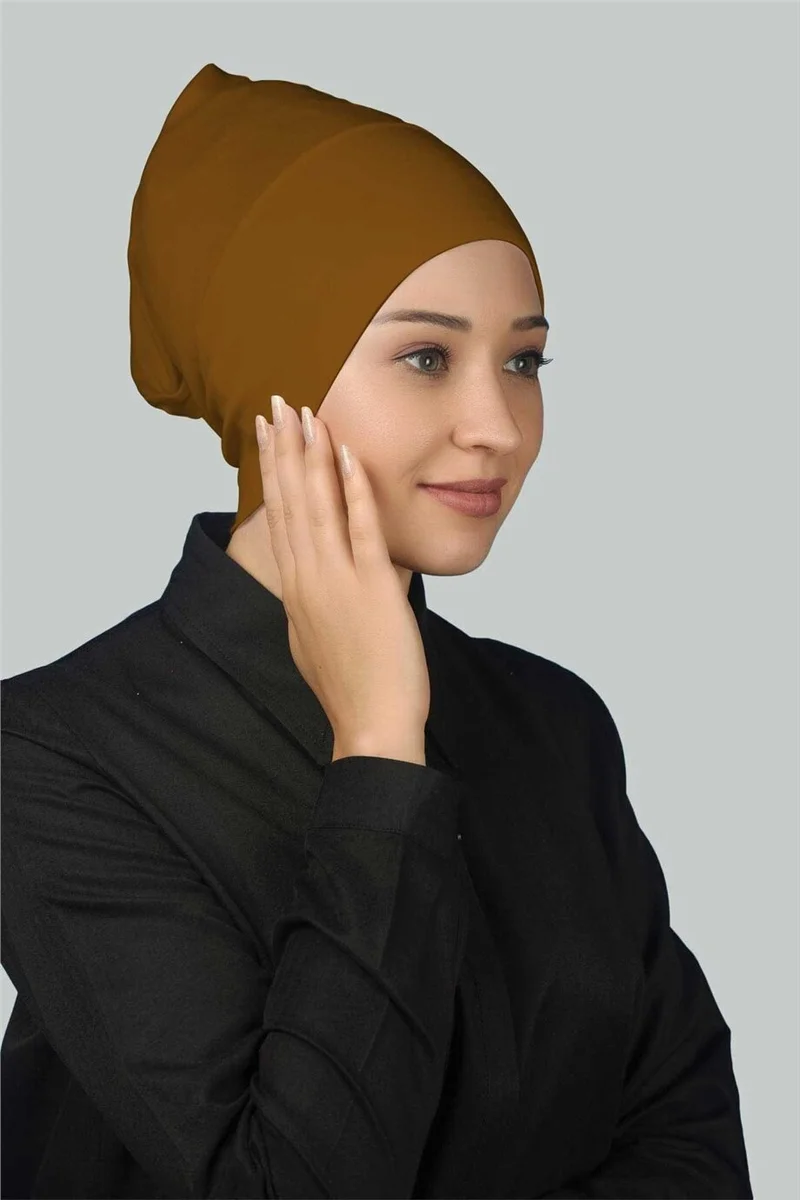 Altobeh Ready-made Practical Snap-on Long Tube Hijab Bonnet - Tan