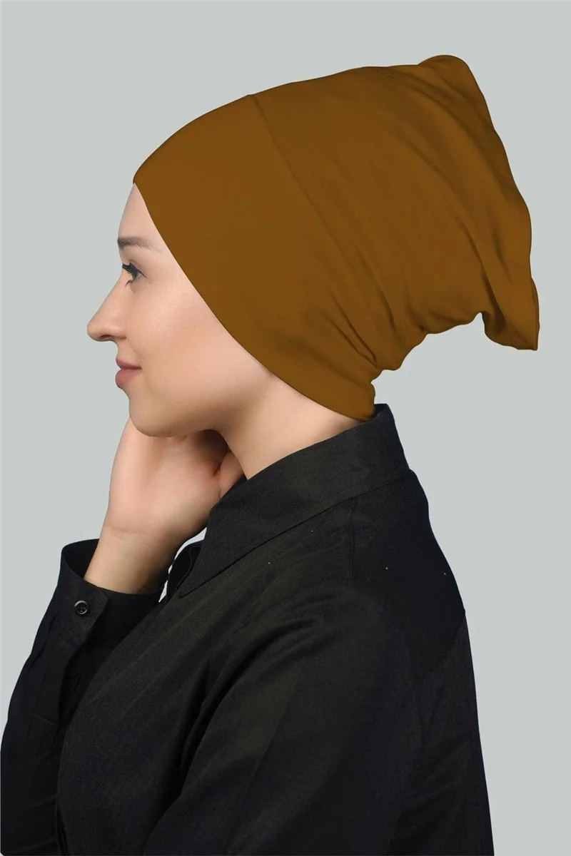Altobeh Ready-made Practical Snap-on Long Tube Hijab Bonnet - Tan