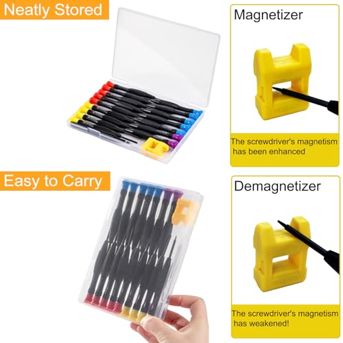 lengnoyp 18PCS Mini Precision Screwdriver Set With Case, Lengnoyp Magnetic Small Flathead Phillips Pentalobe Torx Star Screwdriver Set Kit and Tweezers for Repairing Computer Eyeglass Phone Watch - Image 4