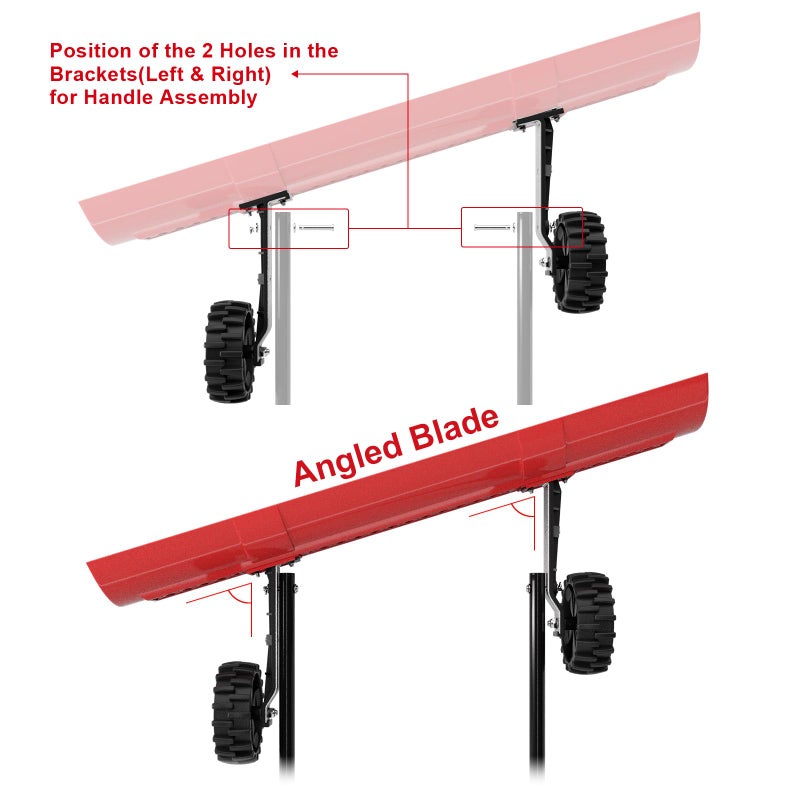 BREWIN TOOLS 38 Inch Snow Shovel for Driveway, Brewin SnowPro Bi-Direction Heavy Duty Snow Pusher with Wheels and Angled Blade for Efficient Snow Removal, Back Saver Snow Plow for Doorway Sidewalk - Image 2