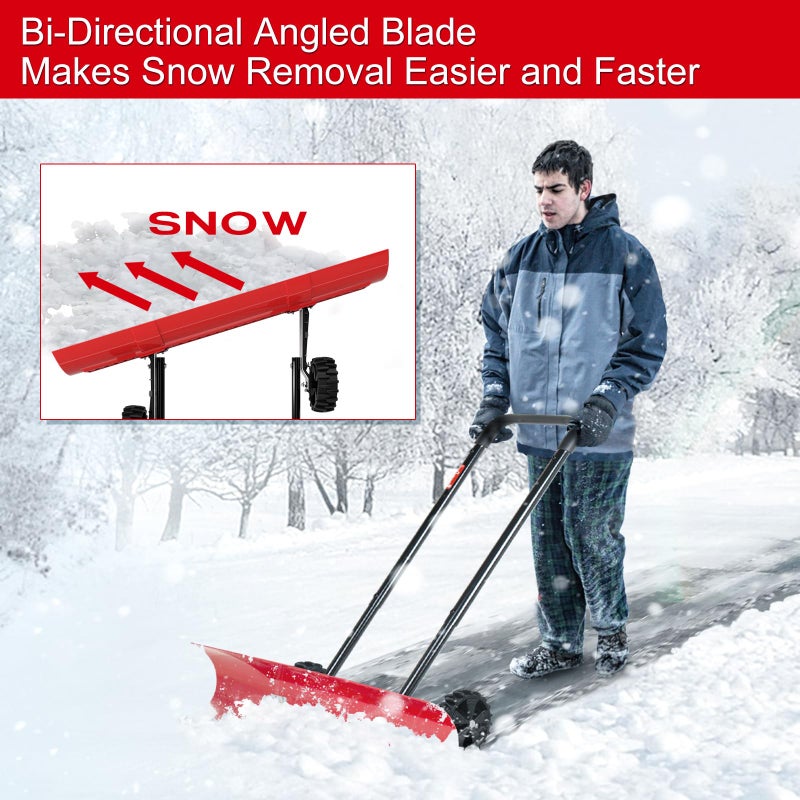 BREWIN TOOLS 38 Inch Snow Shovel for Driveway, Brewin SnowPro Bi-Direction Heavy Duty Snow Pusher with Wheels and Angled Blade for Efficient Snow Removal, Back Saver Snow Plow for Doorway Sidewalk - Image 3