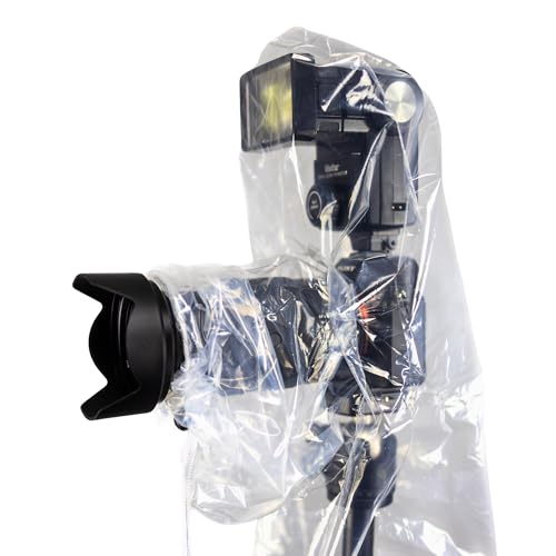 OP/TECH USA Rainsleeve Camera Cover - Clear Rain & Dust Sleeve for Shooting Photos & Video, with Viewfinder Access - Camera Rain Cover, Flash, 2 Pack - Image 1