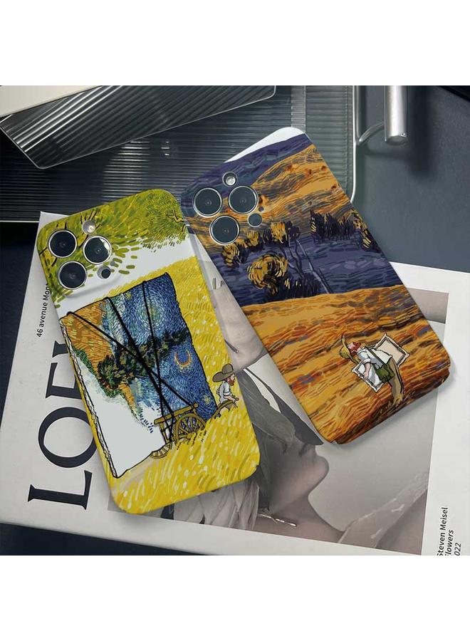 S-TOP Case For iPhone 13 Precise Hole Oil Painting Pattern PC Phone Case - Image 3