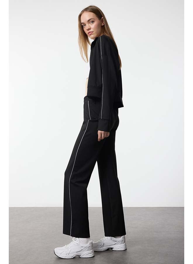 trendyol Black Diver/Scuba Fabric Piping Detailed Sports Knitted Sweatpants THMAW25EA00010 - Image 1
