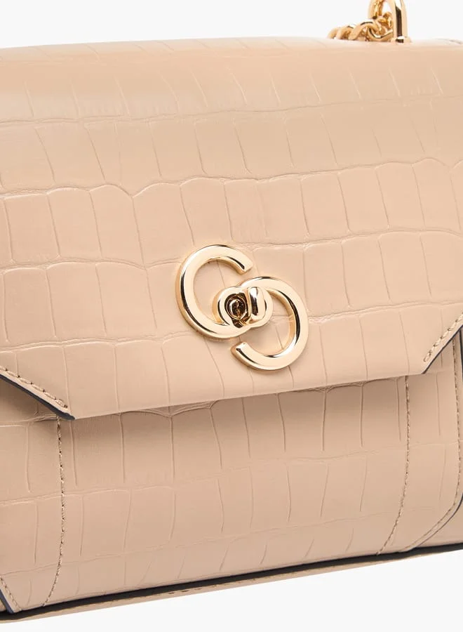 Celeste Womens Croco Textured Satchel Bag