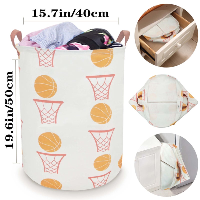 BOOHIT Cotton Fabric Storage Bin,Collapsible Laundry Basket-Waterproof Large Storage baskets,Toy Organizer,Home Decor (basketball) - Image 2