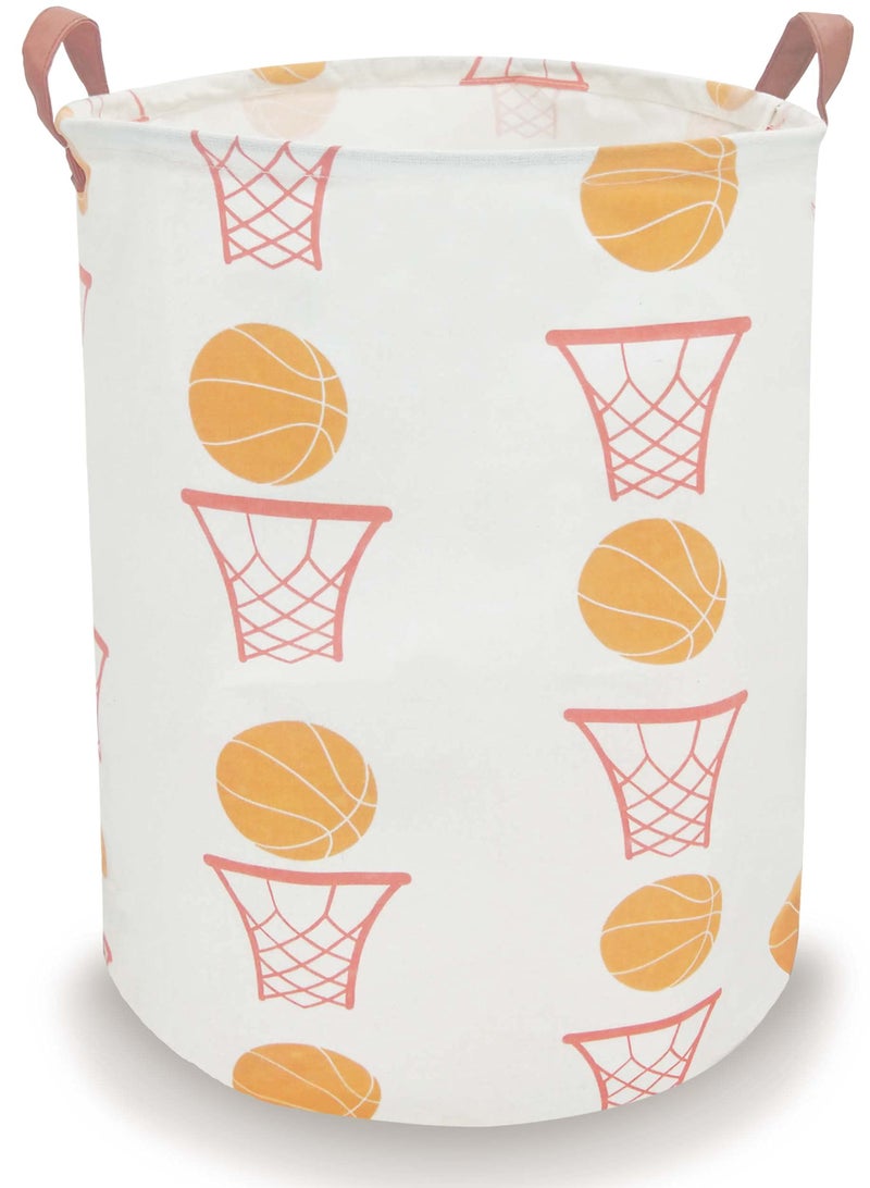 BOOHIT Cotton Fabric Storage Bin,Collapsible Laundry Basket-Waterproof Large Storage baskets,Toy Organizer,Home Decor (basketball) - Image 1