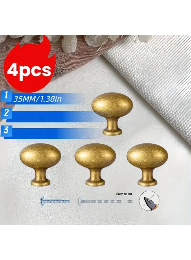 Oval Bronze Zinc Alloy Cabinet Knobs Set Of 4 Hardware For Dressers Drawers Wardrobes - Image 3