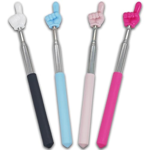 Atdcoek 4 PCS Telescopic Pointer Stick Retractable Teacher Pointer for Classroom Extendable Reading Pointer for Kids Bright Colored Presentation Pointers - Image 1