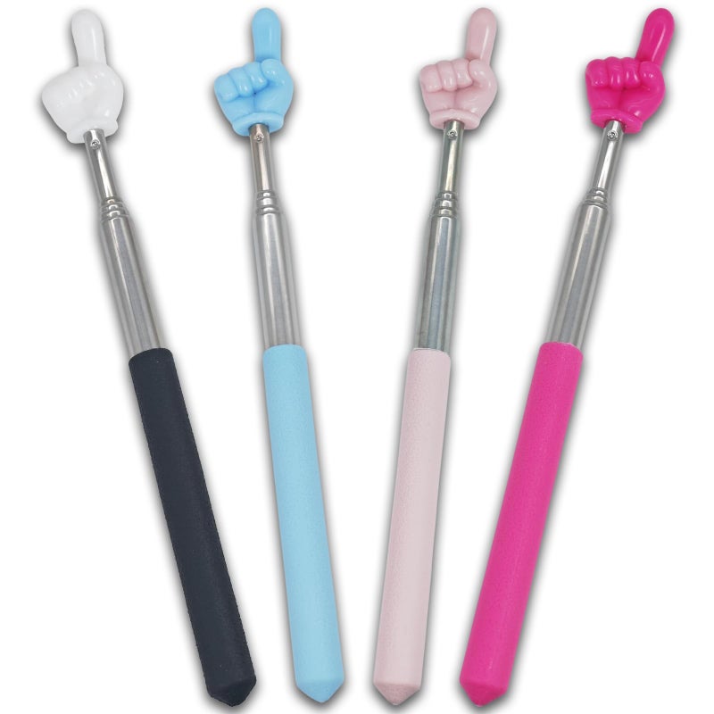 Atdcoek 4 PCS Telescopic Pointer Stick Retractable Teacher Pointer for Classroom Extendable Reading Pointer for Kids Bright Colored Presentation Pointers - Image 2