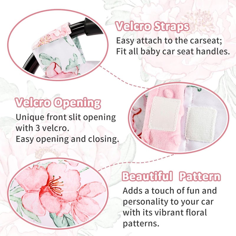 DILIMI Car Seat Cover Baby Girl Minky Warm Winter Car Seat Covers for Babies Peekaboo Opening Infant Car Seat Cover Nursing Cover Carseat Canopy Pink Flower - Image 4