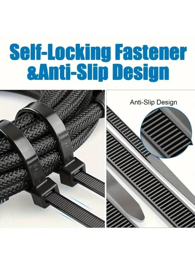 500-Pack Heavy-Duty Nylon Self-Locking Cable Ties (Zip Ties) - Waterproof, Anti-Slip, Scratch & Bend Resistant, Multi-Size (1/16” to 1/8” & 1/32” to 1/64”) for Indoor/Outdoor, Home, Office, Gardening - Durable Wire Organizers - Image 4