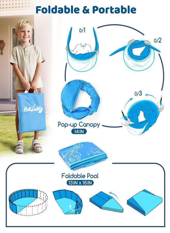 Hikiddy Foldable Kiddie Pool with Canopy: 31.5in/ 47in /63in for Baby Toddler Kids Family - Summer Water Play Pool with Shade - Portable for Outdoor Backyard Beach (Blue-Blue, 47in) - Image 4