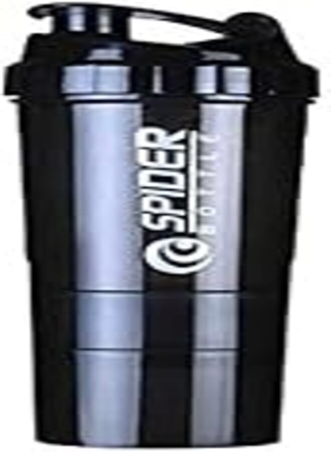 Sports Nutrition Whey Protein Powder Mixing Bottle with 3-Layer (Black)