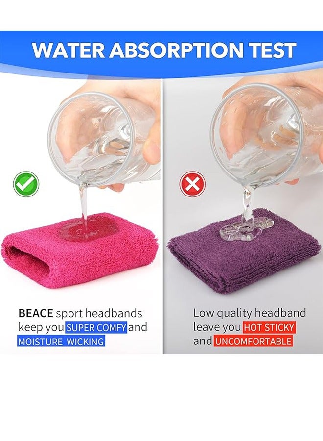 Generic Sweatband Sports Wristband For Men And Women - Moisture-Wicking Sports Cotton Terry Cloth Sweatband, Suitable For Tennis, Basketball, Running, Gym, Workout  - Image 2