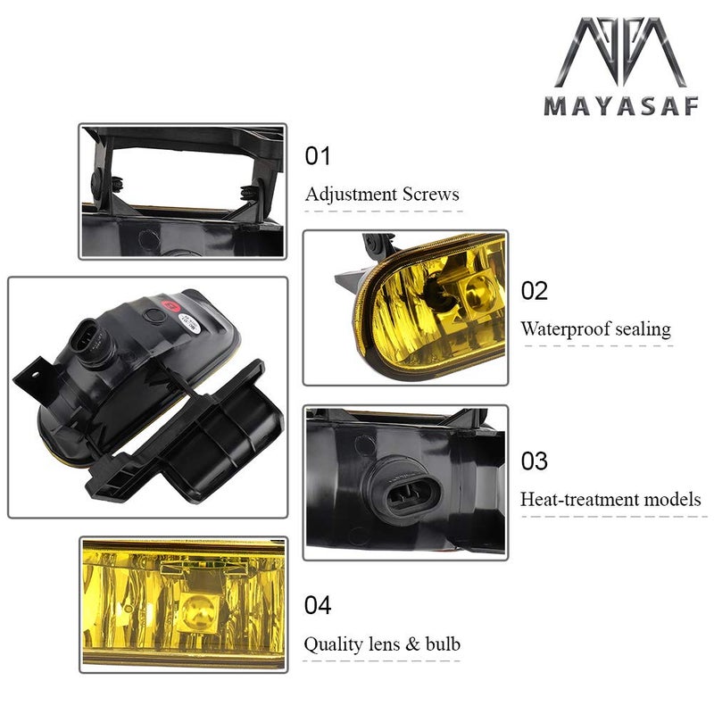 MAYASAF Smoked Lens Fog Light Pair of Bumper Fog Lamp Assembly Compatible for 1999-2002 Silverado 1500/2500/3500, 2000-2006 Suburban Tahoe Exclude Z71 - Image 4