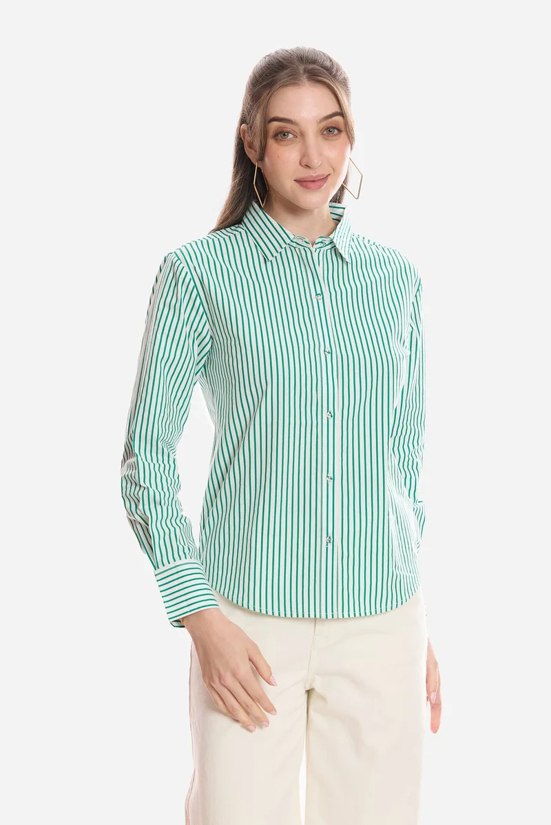 فيرجيو Stripes Cotton Striped Slim Fit Shirt for Women