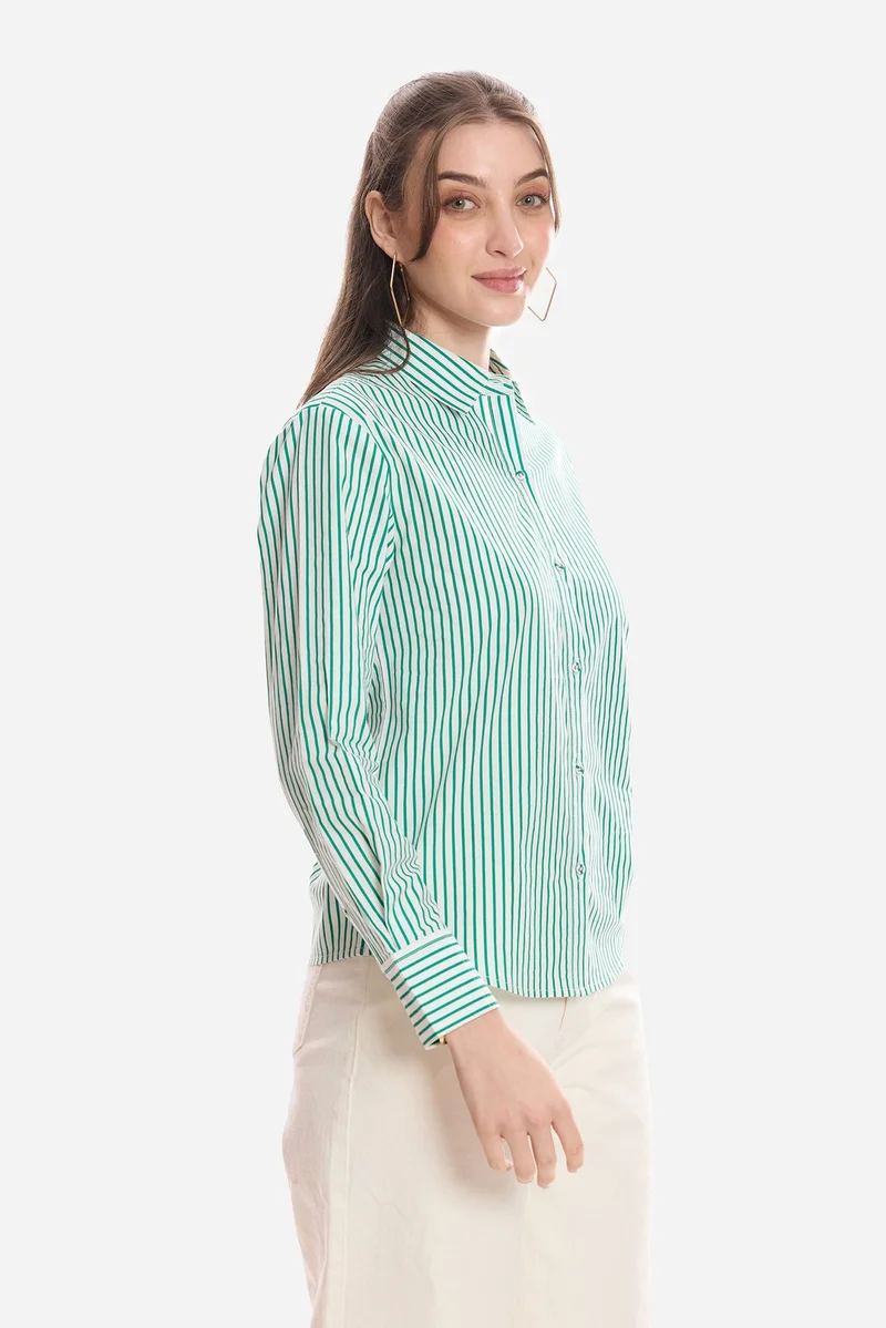 Virgio  Stripes Cotton Striped Slim Fit Shirt for Women for Women | Best Price UAE