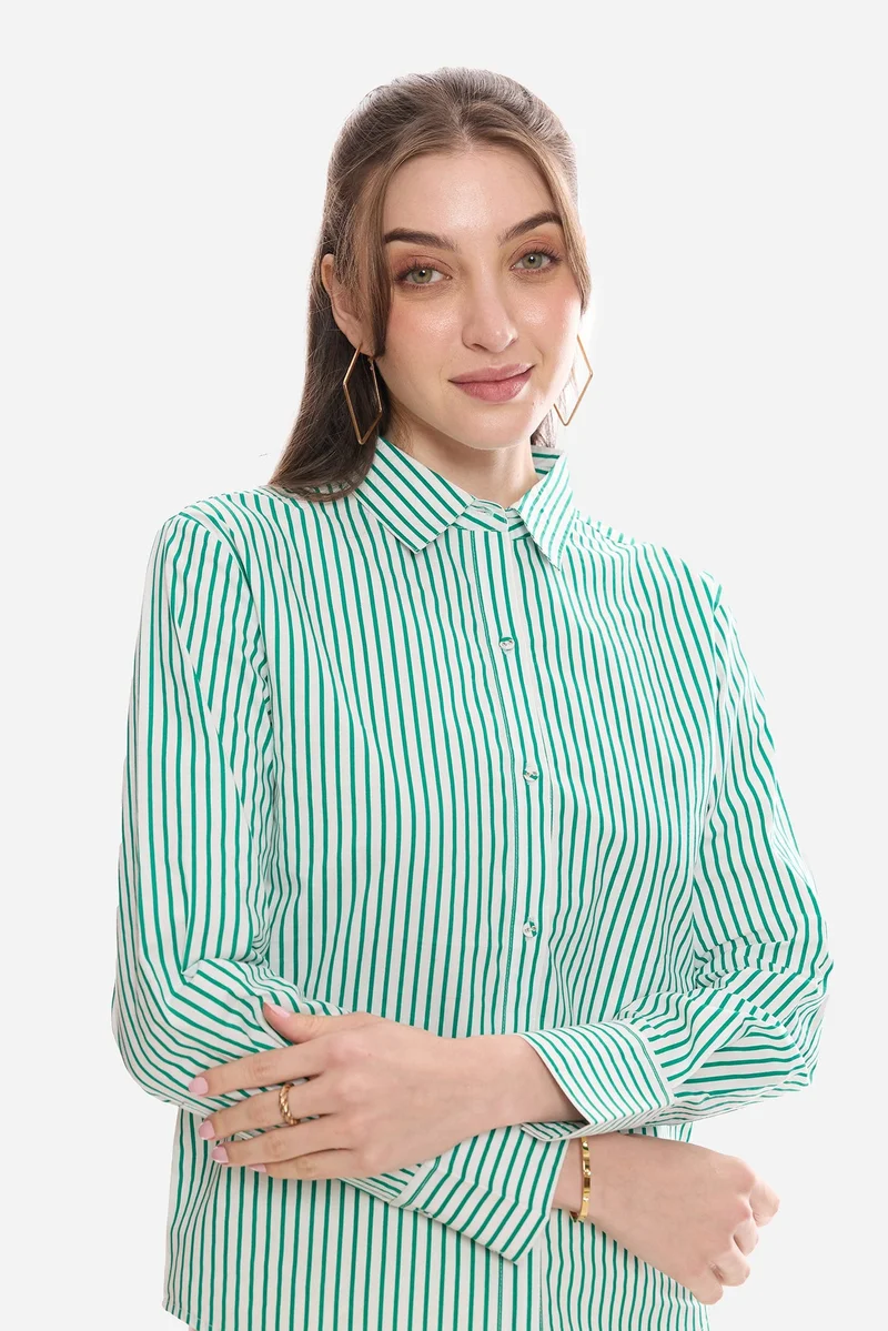 Virgio  Stripes Cotton Striped Slim Fit Shirt for Women for Women | Best Price UAE