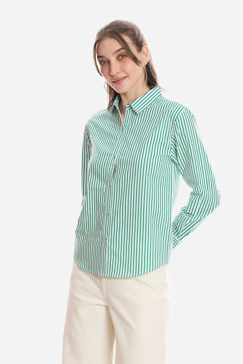 Virgio Stripes Cotton Striped Slim Fit Shirt for Women