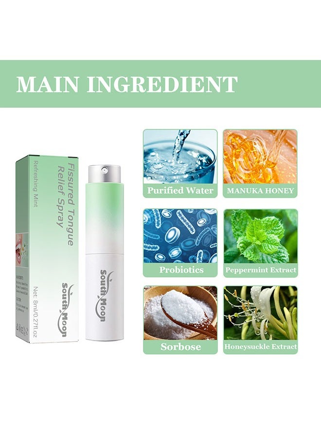 SOUTH MOON Fissured Tongue Relief Spray 8ml, Mint Freshener Mouth Spray, Bad Breath Spray, Breath Freshener Spray, Protected Mouth, Eliminating Bacteria and Odors, Pain Relief, Mouth Healthy Spray  - Image 5