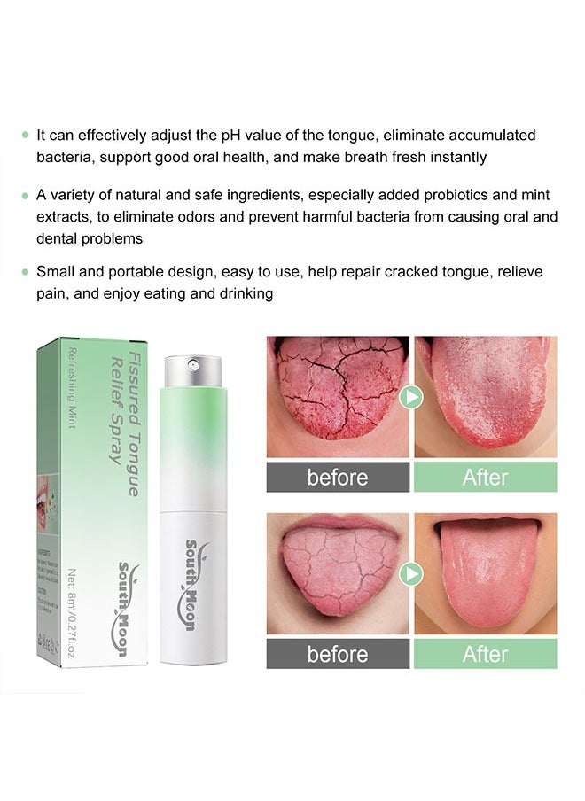 SOUTH MOON Fissured Tongue Relief Spray 8ml, Mint Freshener Mouth Spray, Bad Breath Spray, Breath Freshener Spray, Protected Mouth, Eliminating Bacteria and Odors, Pain Relief, Mouth Healthy Spray  - Image 3