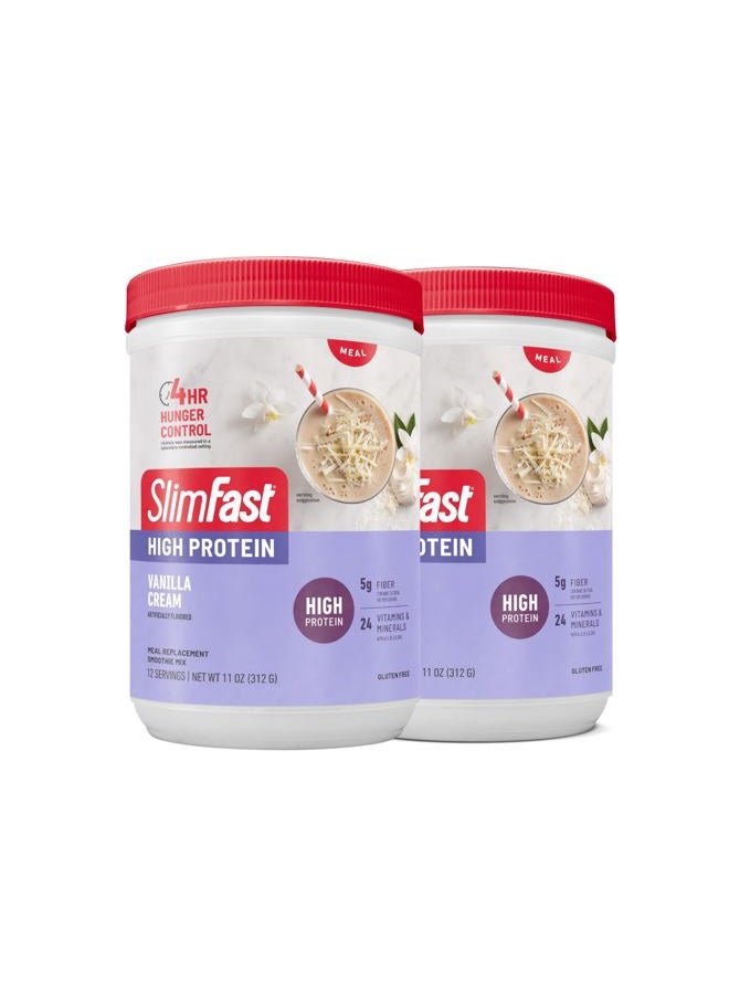 SlimFast Advanced Nutrition High Protein Meal Replacement Smoothie Mix, Vanilla Cream, Weight Loss Powder, 20g of Protein, 12 Servings (Pack of 2) (Packaging May Vary) - Image 1