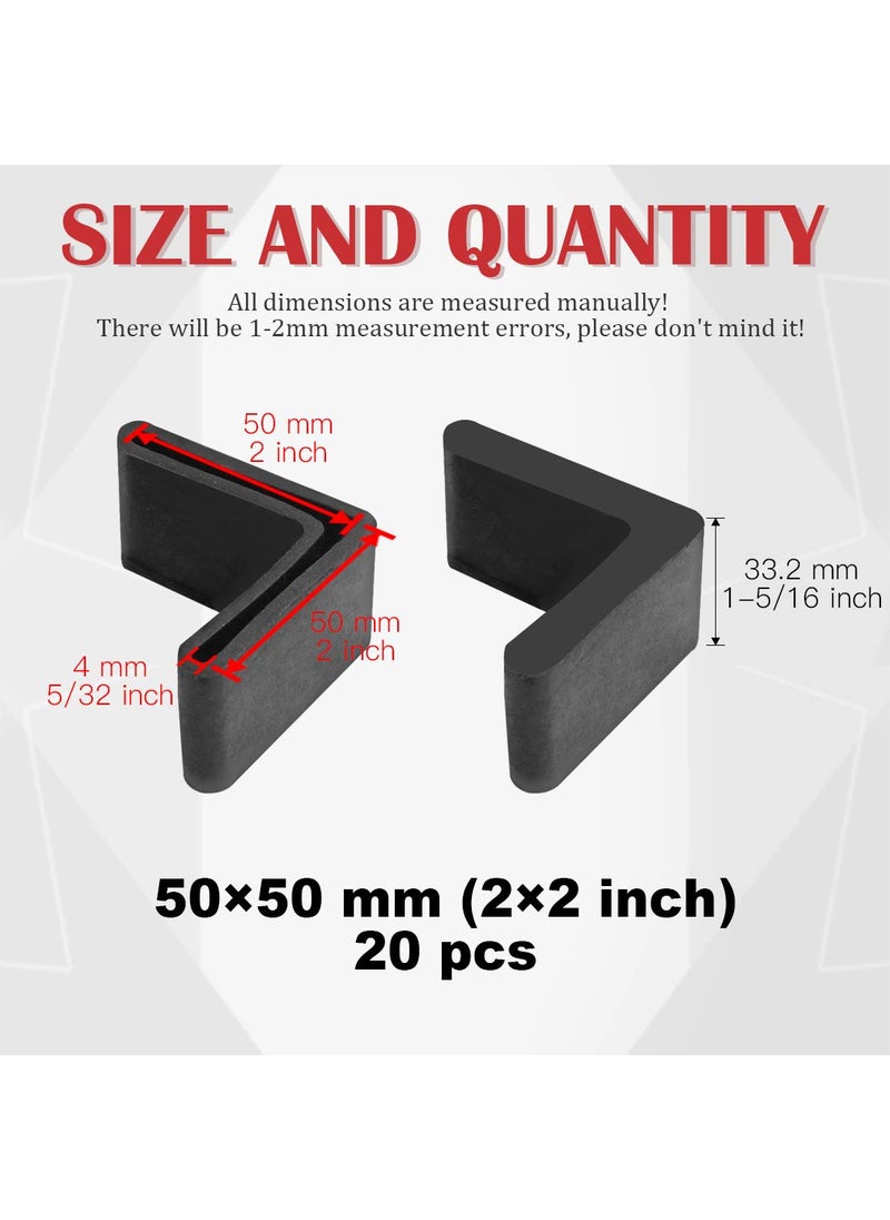 Hilitchi - Hilitchi 20 Pcs 50mm x 50mm L Shaped Black Rubber Angle Iron Caps Furniture Angle Pads Bed Steel Frame Racks Shelves Rubber Feet Covers - Image 1