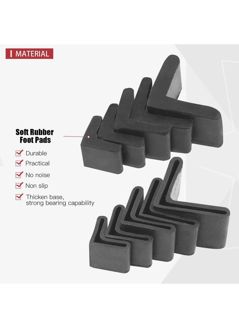 Hilitchi - Hilitchi 20 Pcs 50mm x 50mm L Shaped Black Rubber Angle Iron Caps Furniture Angle Pads Bed Steel Frame Racks Shelves Rubber Feet Covers - Image 1