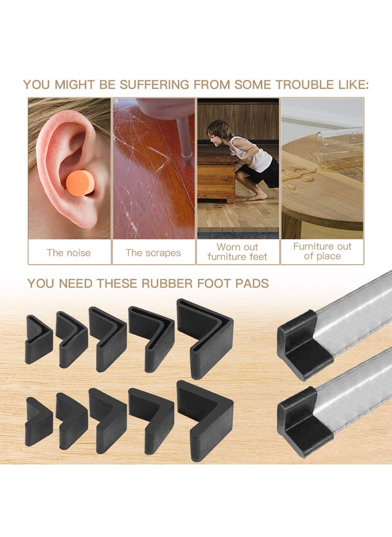 Hilitchi - Hilitchi 20 Pcs 50mm x 50mm L Shaped Black Rubber Angle Iron Caps Furniture Angle Pads Bed Steel Frame Racks Shelves Rubber Feet Covers - Image 1