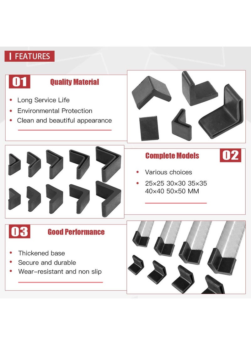 Hilitchi - Hilitchi 20 Pcs 50mm x 50mm L Shaped Black Rubber Angle Iron Caps Furniture Angle Pads Bed Steel Frame Racks Shelves Rubber Feet Covers - Image 1