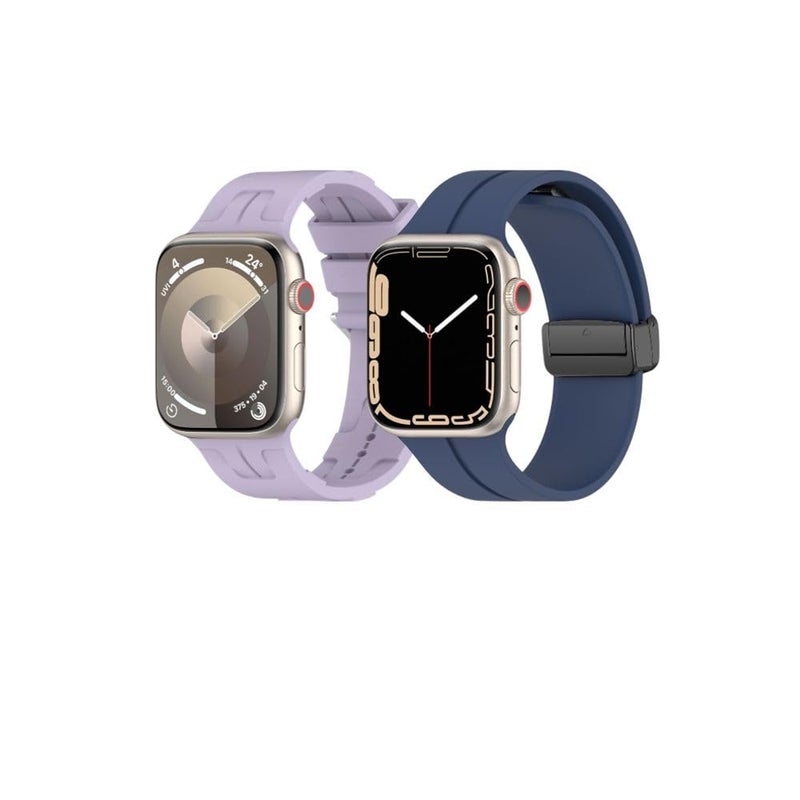 BURAQ 2-Pack Sports Replacement Bands Compatible with Apple Watch 49/46/45/44/42mm – Series Ultra 2/Ultra/9/8/7/SE/6/5/4/3/2/1 – Model #0858 - Image 2