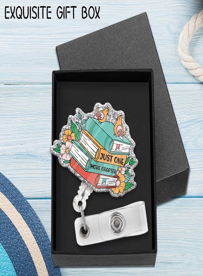 ZBBFSCSB Just One More Chapter Funny Glitter Badge Scroll Retractable with Metal Clip, Cute Badge Holder for Book Lovers, Christmas Birthday Graduation Gift for Doctors Nurses Librarians Bookworms - Image 4