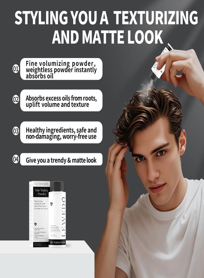 lewedo Volumizing Styling Powder 20g - Natural Volume & Matte Finish for Men, Oil-Absorbing Texture Powder with Adjustable Nozzle - Image 3