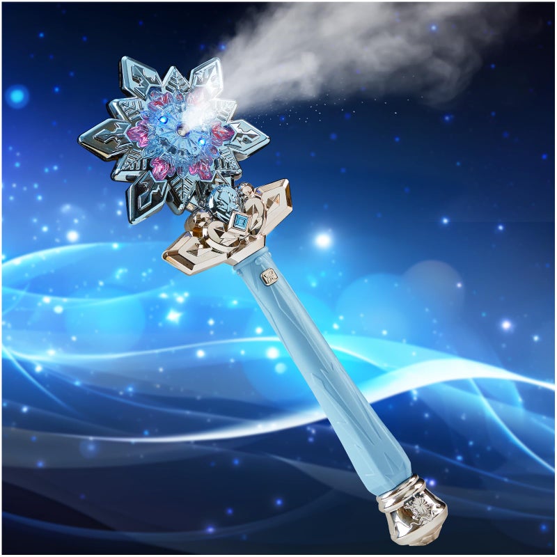 Fleeting Time Light Up Frozen Snowflake Wand Snowflake Wand with Music Spray Magic Wand Toys for Girls and Boys Magical Princess Sensory Toys Christmas and Birthday Gifts Blue - Image 3