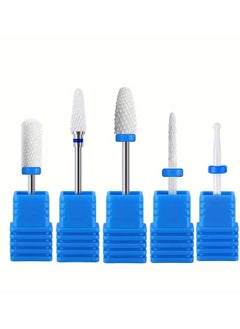 Rozino (Grit: Medium - M 5pcs) Nail Drill Bit Set, Ceramic Needle Bit Nail Art Drills For Electric Machine Salon Manicure Files, 3/32 Inch Manicure Pedicure Nail Art Tool For Cuticle Gel Nail Polishing  - Image 1