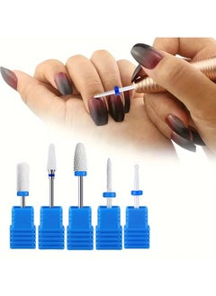 Rozino (Grit: Medium - M 5pcs) Nail Drill Bit Set, Ceramic Needle Bit Nail Art Drills For Electric Machine Salon Manicure Files, 3/32 Inch Manicure Pedicure Nail Art Tool For Cuticle Gel Nail Polishing  - Image 5