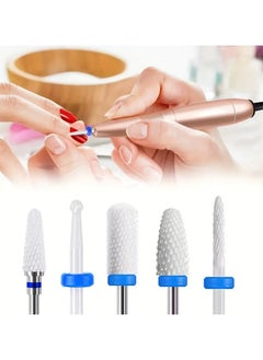 Rozino (Grit: Medium - M 5pcs) Nail Drill Bit Set, Ceramic Needle Bit Nail Art Drills For Electric Machine Salon Manicure Files, 3/32 Inch Manicure Pedicure Nail Art Tool For Cuticle Gel Nail Polishing  - Image 4